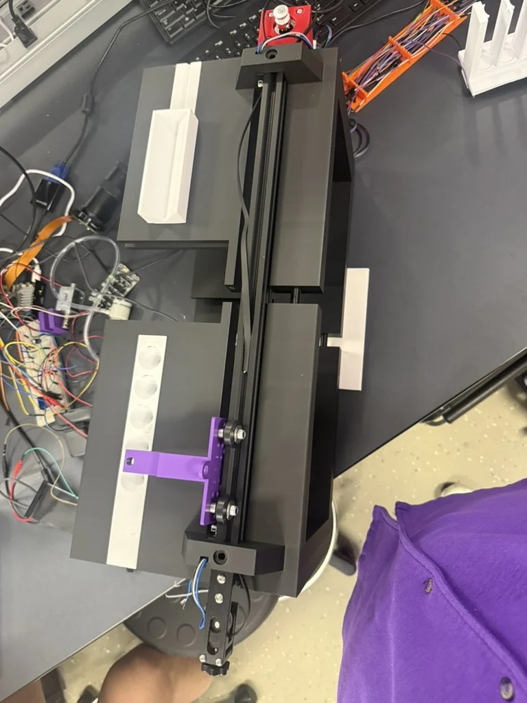 Overhead view of the full Clemson fruit-fly sorting and assay prototype